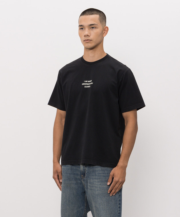 Vetements Чорна футболка з принтом напису MH27TR171Bm зображення 3
