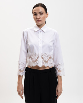 Dolce&Gabbana Белая блуза с кружевом F5Q65TFUEEE