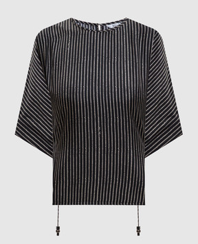 Max Mara Черная блуза NORDICA из шелка в принт MXMNORDICA