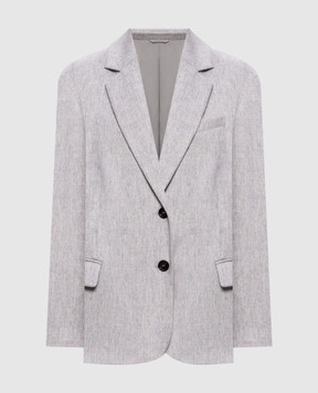 Brunello Cucinelli Сірий жакет з вовни з ланцюжком моніль MG5497204P