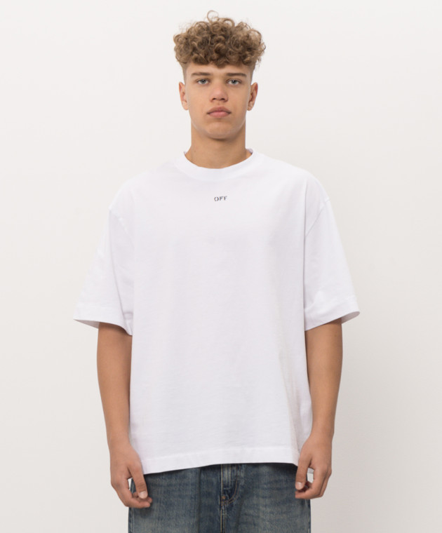 Off-White Біла футболка з принтом логотипа Pencil Monogram 44MAA120F26J00R зображення 3