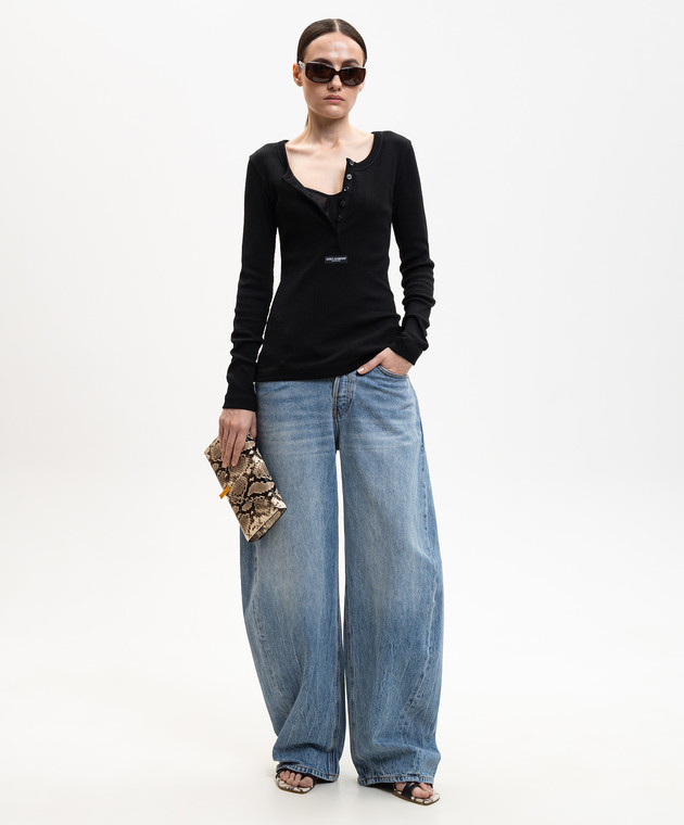 Dolce&Gabbana Черный лонгслив в рубчик F8W44TFU7AV изображение 2