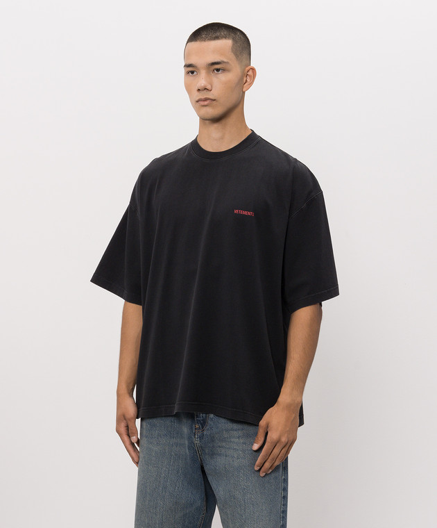 Vetements Черная футболка с принтом логотипа MH27TR142Bm изображение 3