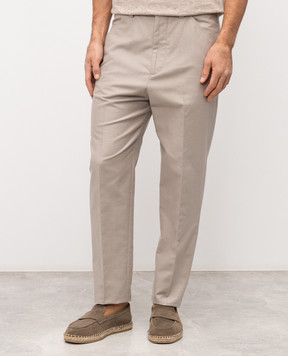 Brunello Cucinelli Серые брюки с льном MH262H0660