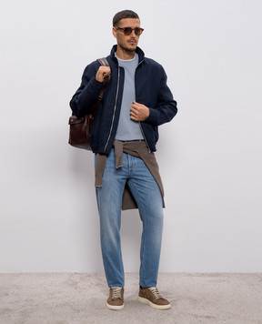 Brunello Cucinelli Блакитна футболка з ефектом накладання шарів M0B137427