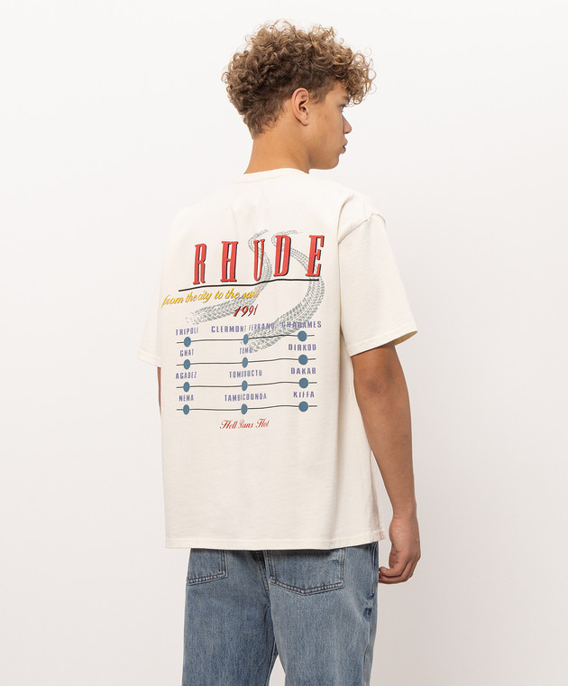 Rhude Футболка цвета айвори The Desert Decides RHFW26TT06012 изображение 4