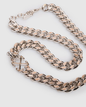Off-White Сріблястий ланцюг-кольє з емблемою Arrow OMOB156C99MET001