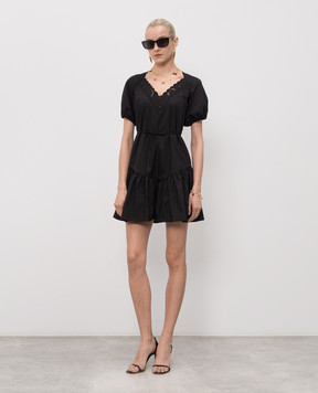 Twinset Чорна сукня міні з вишивкою бродері 261TT2033