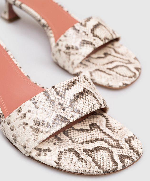 Amina Muaddi Бежеві шкіряні мюлі Andreea з тисненням під шкіру рептилії 17S366178AND зображення 5