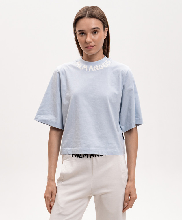 Palm Angels Голубая футболка PWAA079S26JER005 изображение 3