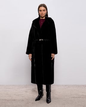 Rindi Черная шуба из меха норки с поясом 109VFL25