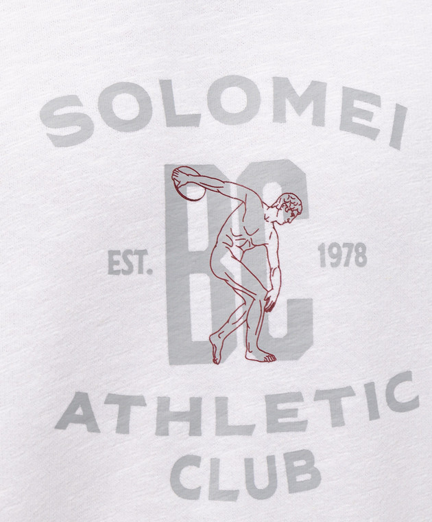 Brunello Cucinelli Белая футболка с принтом и манжетами MR8313378G изображение 5