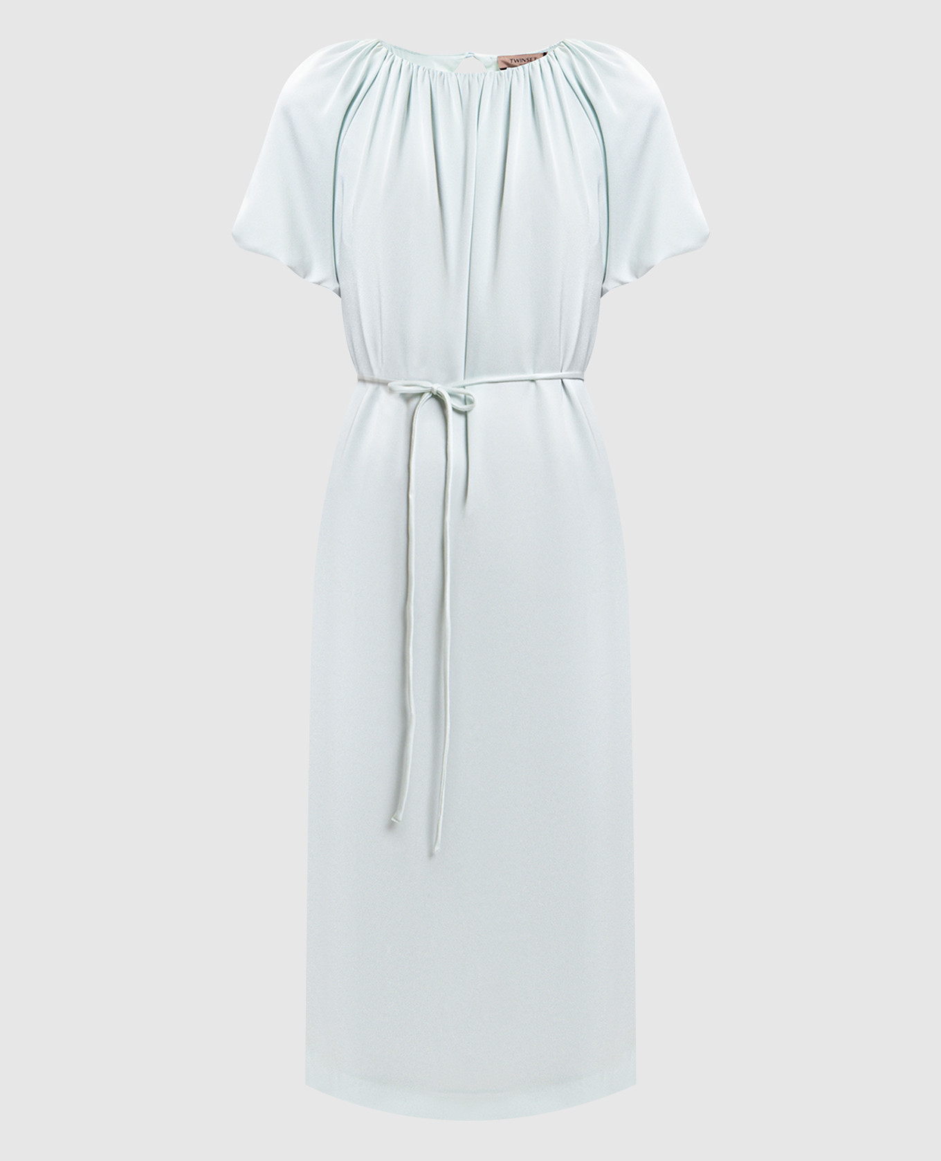 

Голубое платье с поясом, Голубой, Повседневные платья