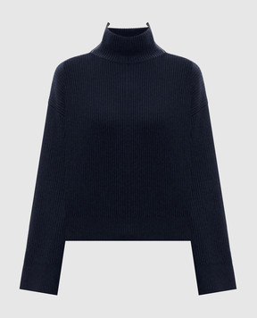 Brunello Cucinelli Синий свитер из кашемира с цепочкой мониль M12720914