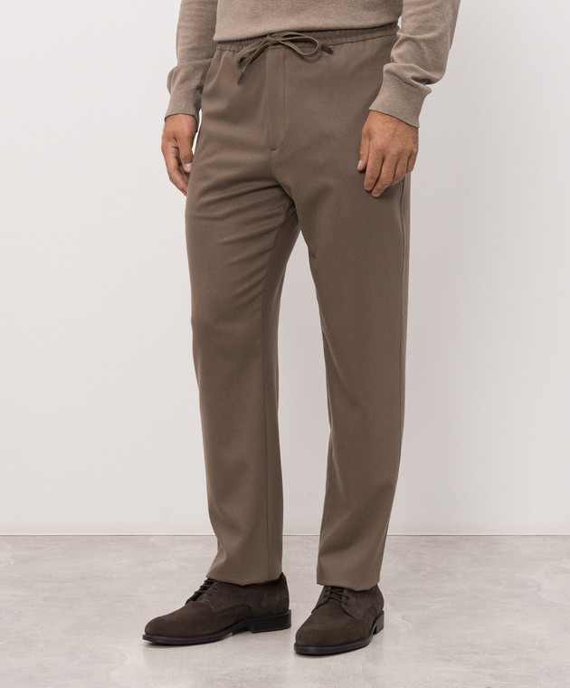 Canali Коричневі штани з вовни AN04763U97003 зображення 3