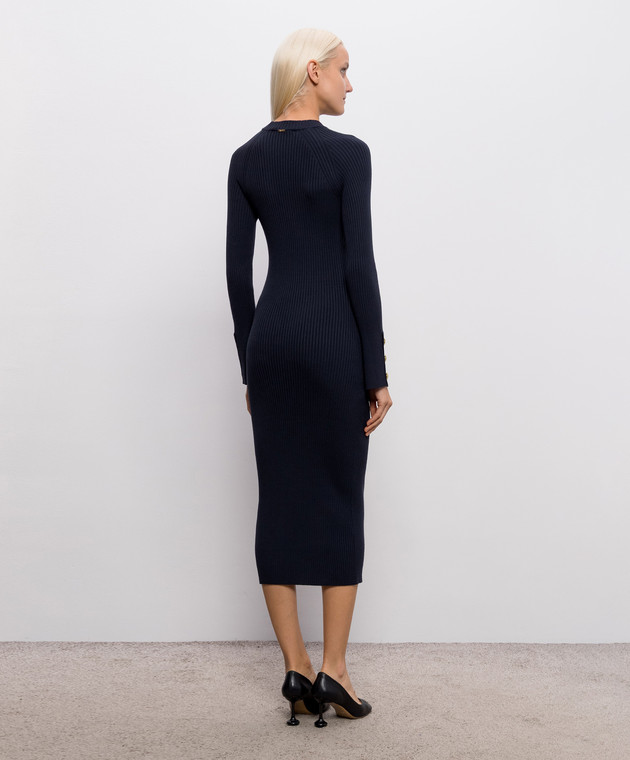 Twinset Синее платье миди в рубчик 262TP3400 изображение 4
