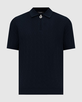 Stefano Ricci Темно-синє поло з шовком K818106P31F26172