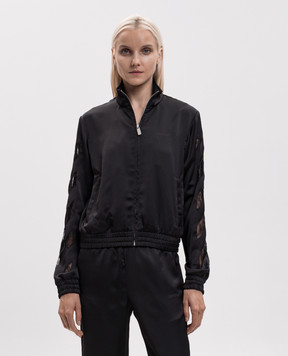 Off-White Черная спортивная куртка с кружевом 2FB00651T