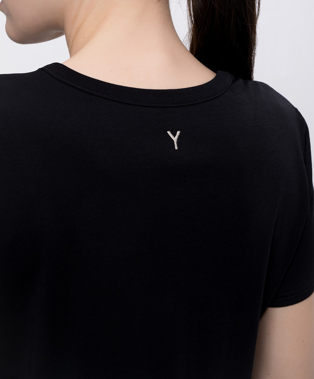 Y`S Yamamoto Черная футболка с вышивкой монограммы YKT03060 изображение 5