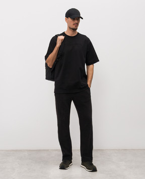 Dolce&Gabbana Чорні махрові спортивні штани з логотипом GP1Q9ZHU7XG