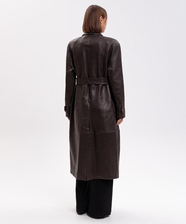 Magda Butrym Коричневое кожаное пальто LEATHER16COAT282726 изображение 4