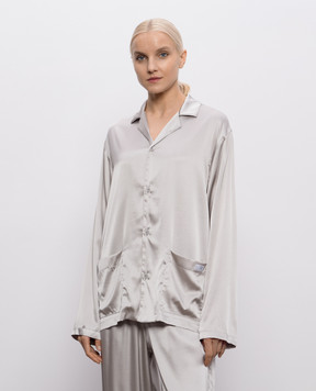 Maison Margiela MM6 Сіра блуза із шовком в піжамному стилі MJHH50050