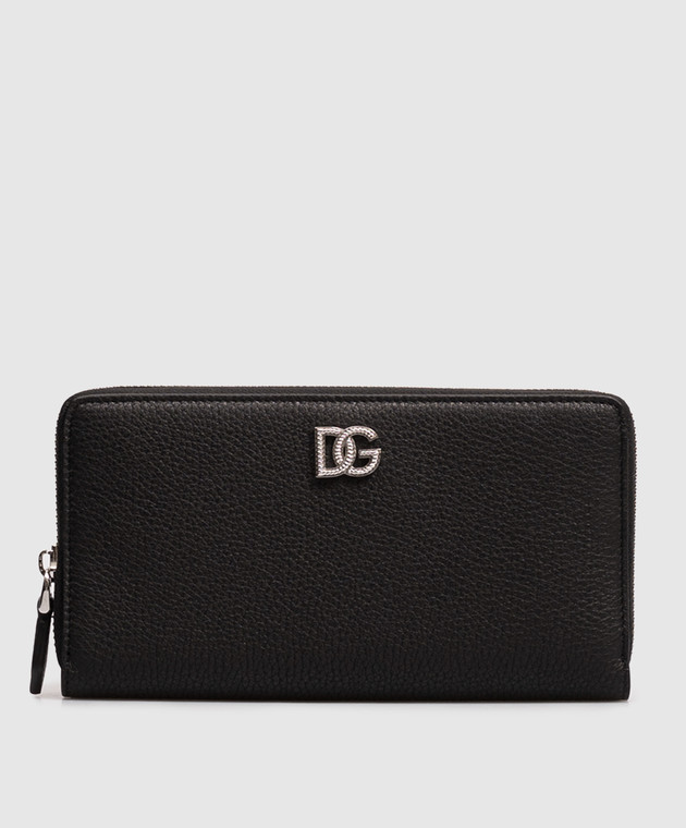 Dolce&Gabbana Черный кожаный кошелек с фактурной монограммой BP1672A0370