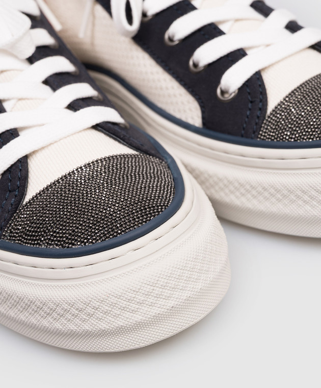 Brunello Cucinelli Білі кеди з ланцюжком моніль MZ35G3223 зображення 5