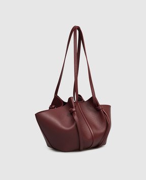 YUZEFI Бордова шкіряна сумка-тоут Mochi з принтом логотипа MOCHIBERRY