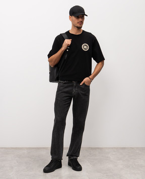 Dolce&Gabbana Черная футболка с контрастной монограммой логотипа DG G8PN9ZG7PZF