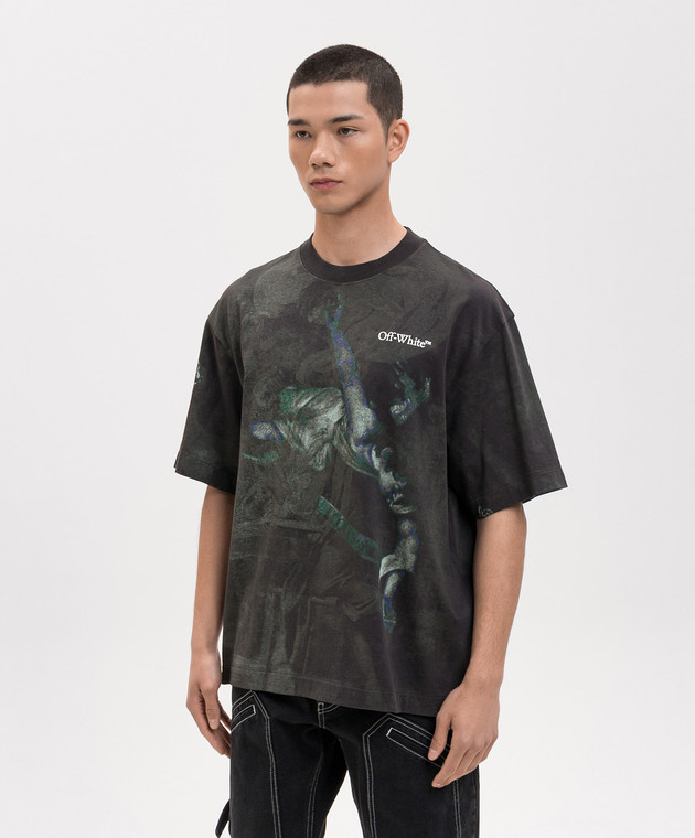 Off-White Футболка кольору хакі Dark Caravaggio 44MAA120S26J00D зображення 3