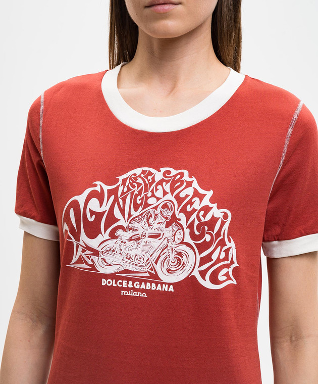 Dolce&Gabbana Красная футболка с принтом F8W12TGDDMW изображение 5