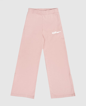Off-White Детские розовые спортивные штаны с принтом логотипа 44GCH00AS26F002