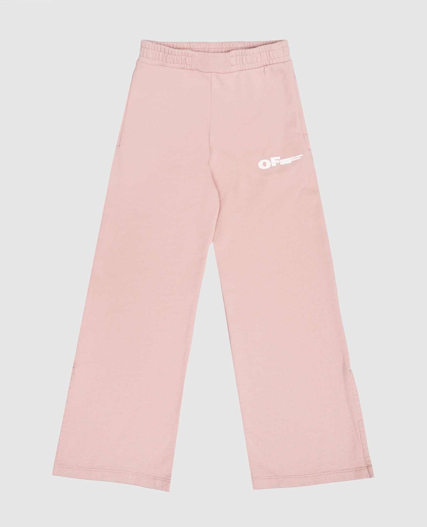 Детские розовые спортивные штаны с принтом логотипа