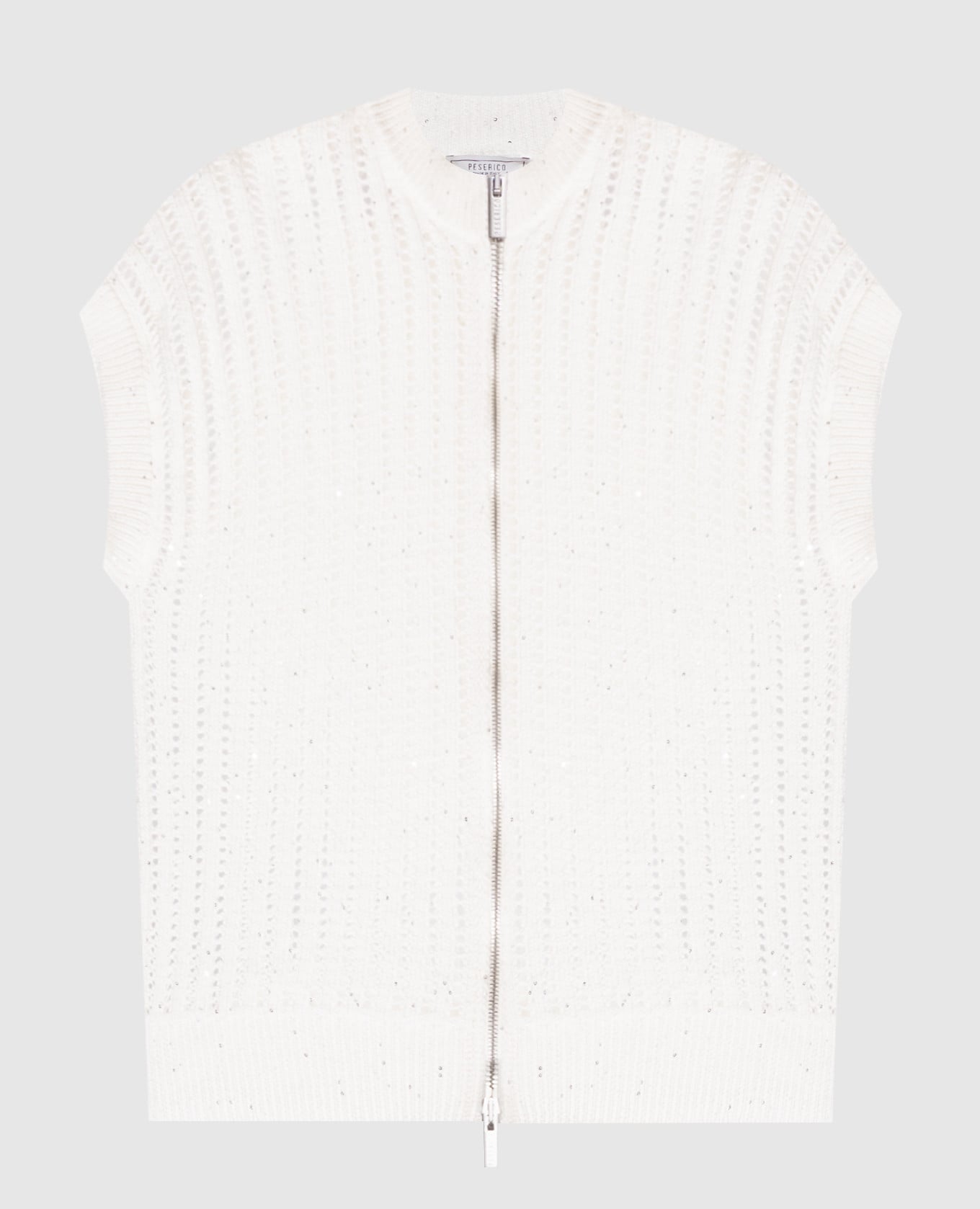 Белый ажурный кардиган с пайетками