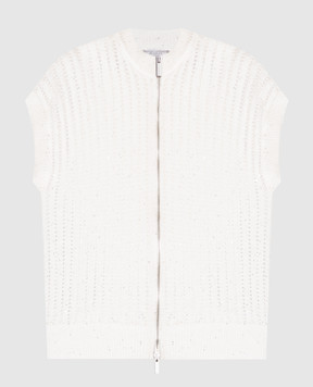 Peserico Білий ажурний кардиган з паєтками A99082F0509110