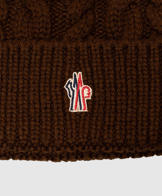 Moncler Grenoble Коричнева шапка з вовною L20983B00006M4398 зображення 4