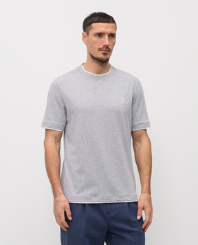 Brunello Cucinelli Серая футболка с вышивкой эмблемы M0B137451G