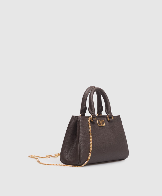 Valentino Коричневая кожаная сумка-мини VLogo 9W2P0BA9SNP изображение 4