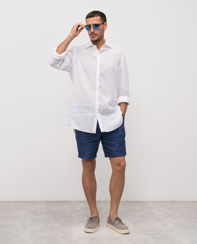 ISAIA Біла сорочка з льону CAM088KM304