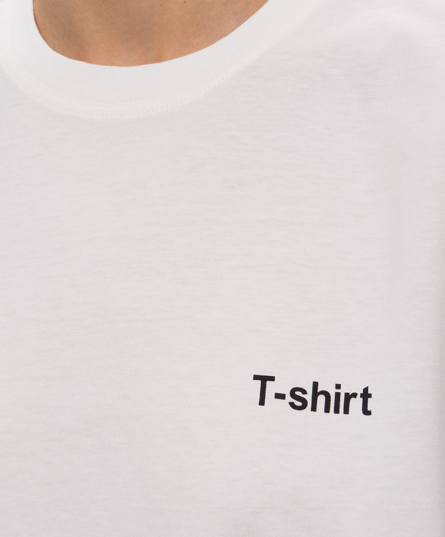 Vetements Футболка кольору айворі з контрастним принтом MH27TR220Ww зображення 5