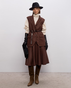 Brunello Cucinelli Коричневый жилет из шерсти в полоску MG5547258P