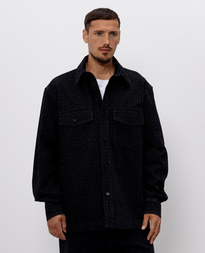 Balmain Чорна джинсова куртка в принт HH1HC160DG40