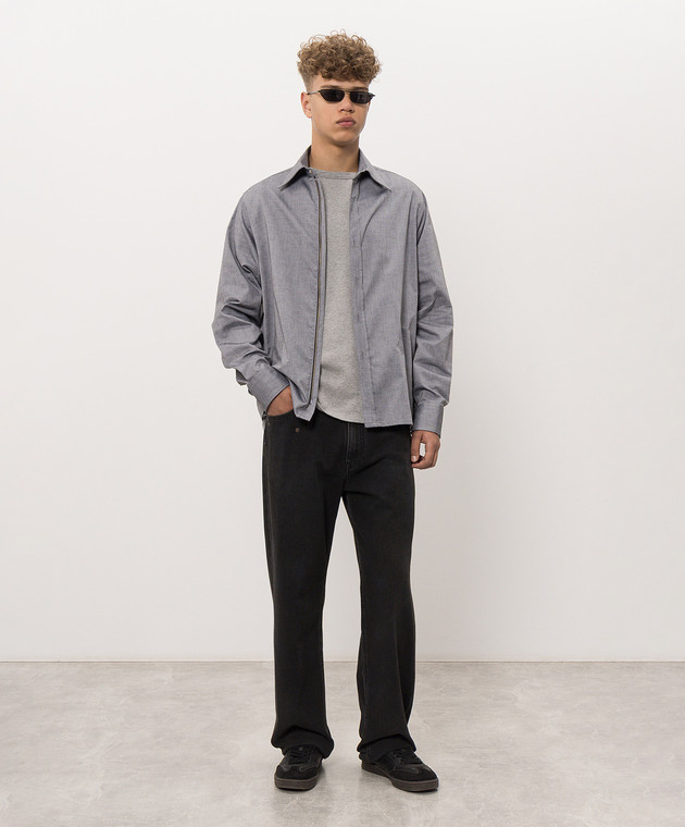 Maison Margiela MM6 Сіра сорочка з вишивкою логотипа SH0DT0049M36015 зображення 2