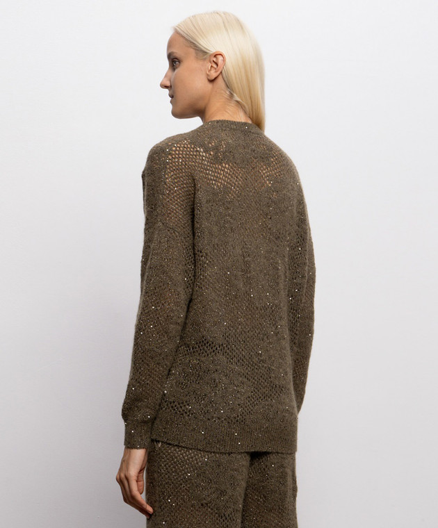 Brunello Cucinelli Пуловер цвета хаки с шерстью MFA790102 изображение 4