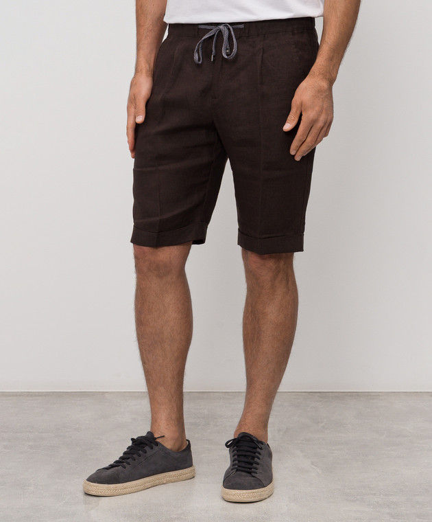 Cashmere&Whiskey Коричневые шорты из льна 0255500638 изображение 3