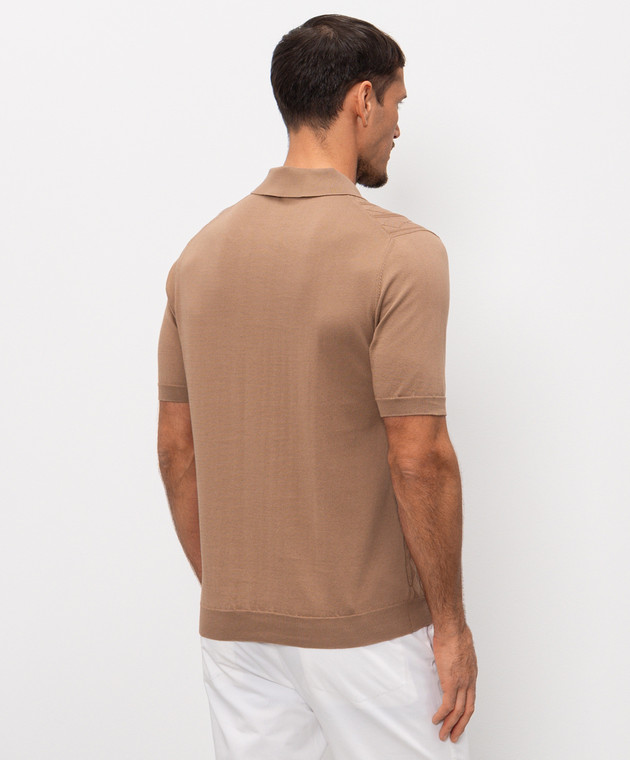 Cashmere&Whiskey Коричневе поло у фактурний візерунок M54268011 зображення 4