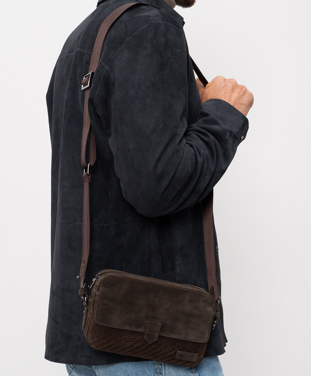Canali Коричневая замшевая плетеная сумка NA00255P326130 изображение 2