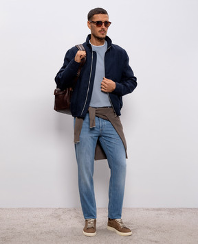 Brunello Cucinelli Голубые джинсы с вышивкой эмблемы M0Z37D3210