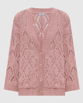 Peserico Розовый ажурный кардиган с пайетками A99055F0309110